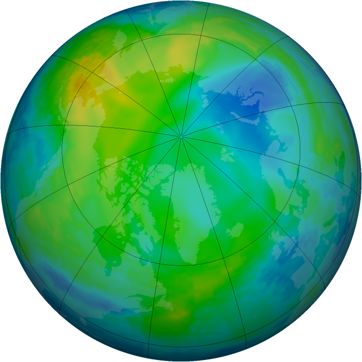 Arctic ozone map for 13 November 1993